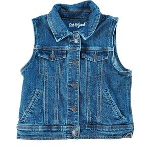 Cat & Jack girls jean jacket vest size L (10-12) blue medium wash
